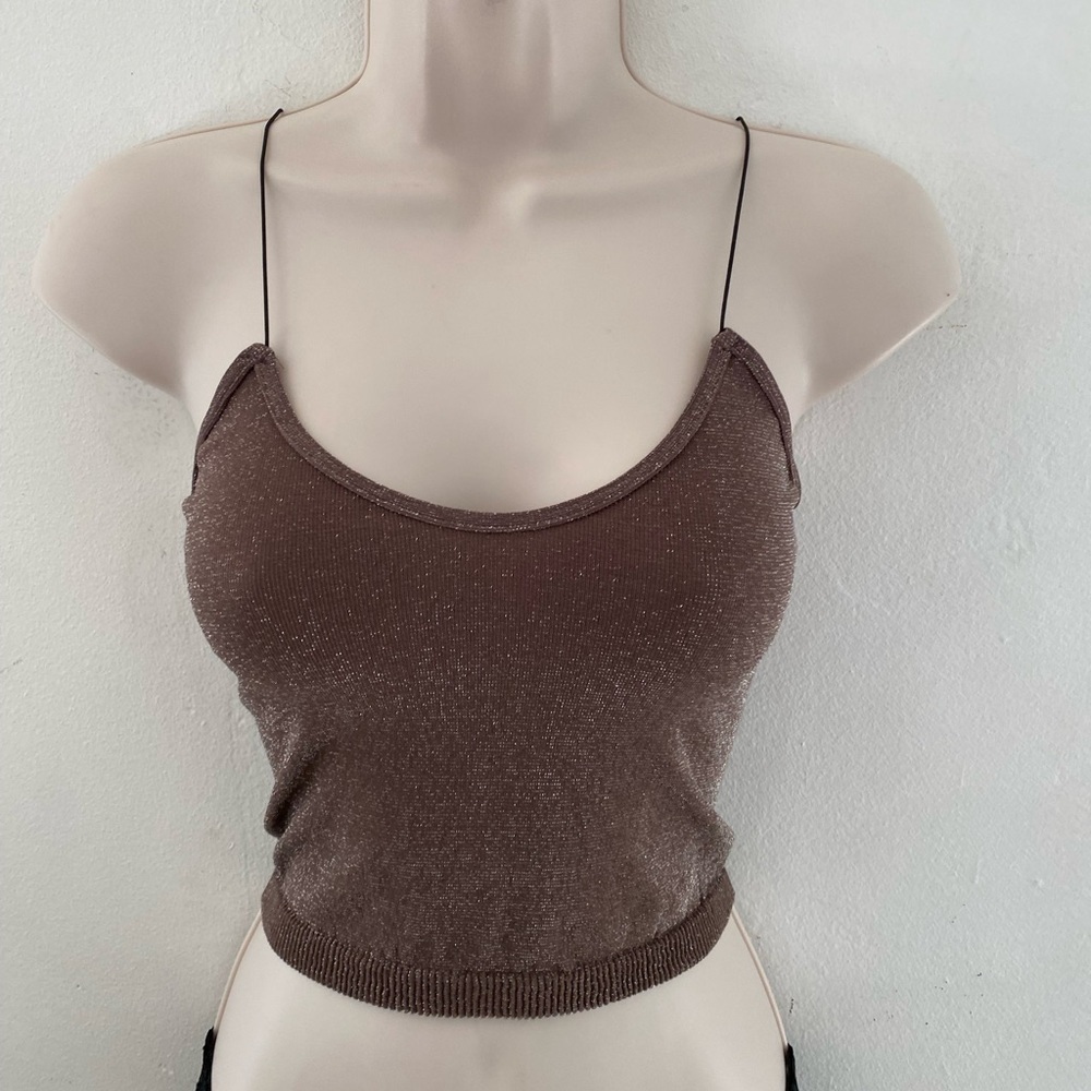 Free People Chocolate Brown shimmer Knit Top